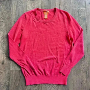 Joe Fresh 100% Merino Wool Crewneck Sweater Size S Coral Red Lightweight
